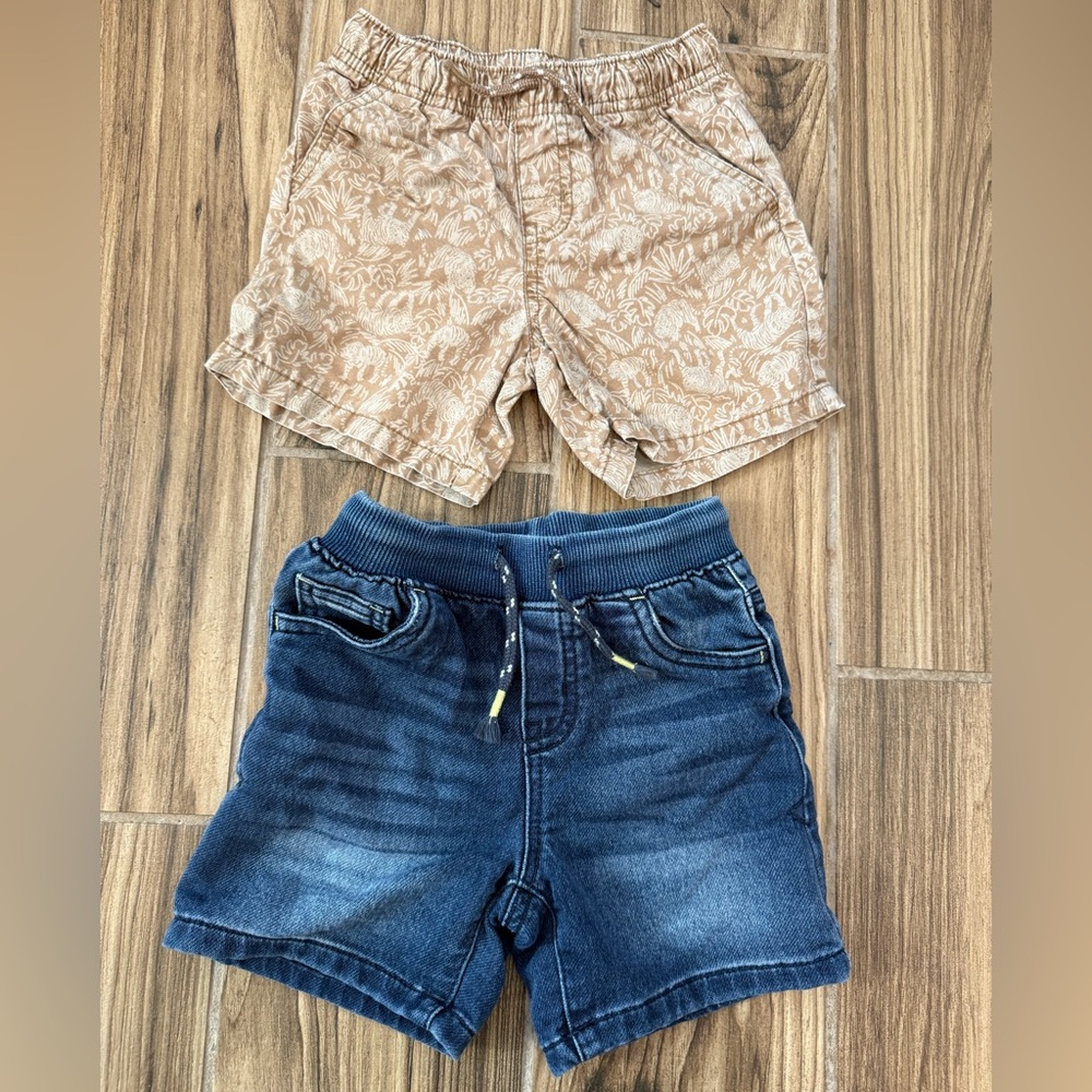 Cat & Jack Tan and Blue Denim Shorts 3T